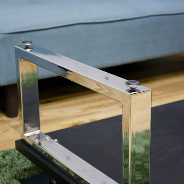 センターテーブル 幅105cm ガラス 強化ガラス ラック 収納 ロの字脚 テーブル ローテーブル 机