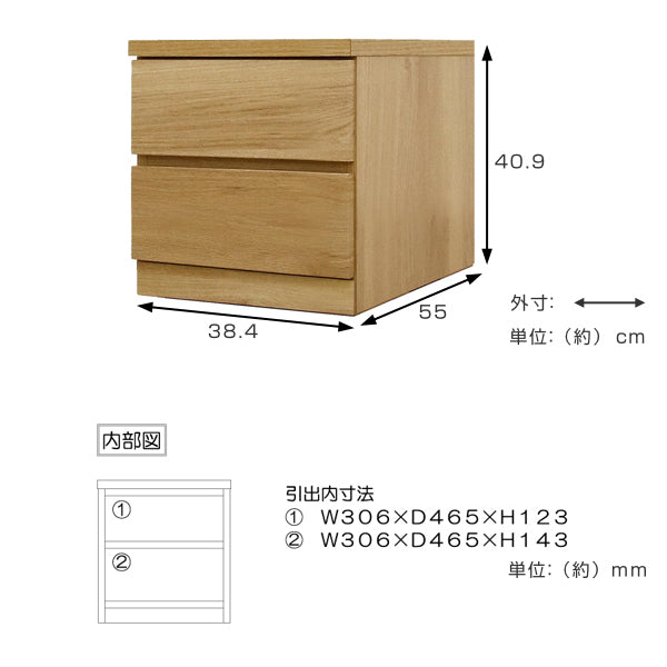 クローゼットチェスト2段日本製Fit奥行き55cm幅39cm