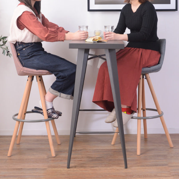 カウンターチェア 座面高74cm ハイチェア ツイード ファブリック 布張り 木製 フットレスト 椅子