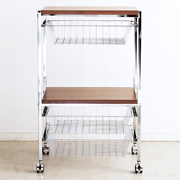 キッチンワゴン キャスター付 ワゴン メッキフレーム 幅49cm