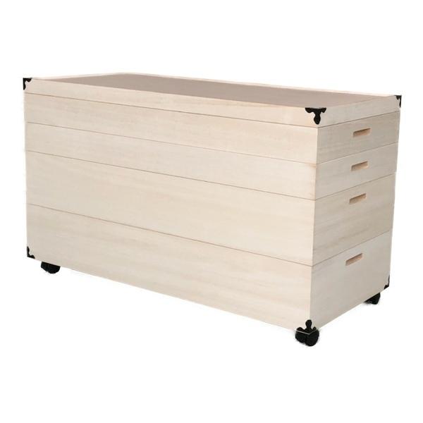 衣装ケース 総桐 衣裳箱 キャスター付 4段 日本製 幅91cm -1