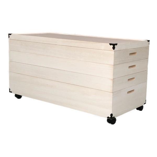 衣装ケース 総桐 衣裳箱 キャスター付 4段 日本製 幅91cm -1