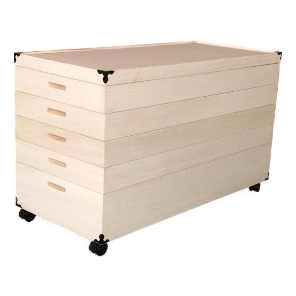 衣装ケース 総桐 衣裳箱 キャスター付 5段 日本製 幅91cm -1