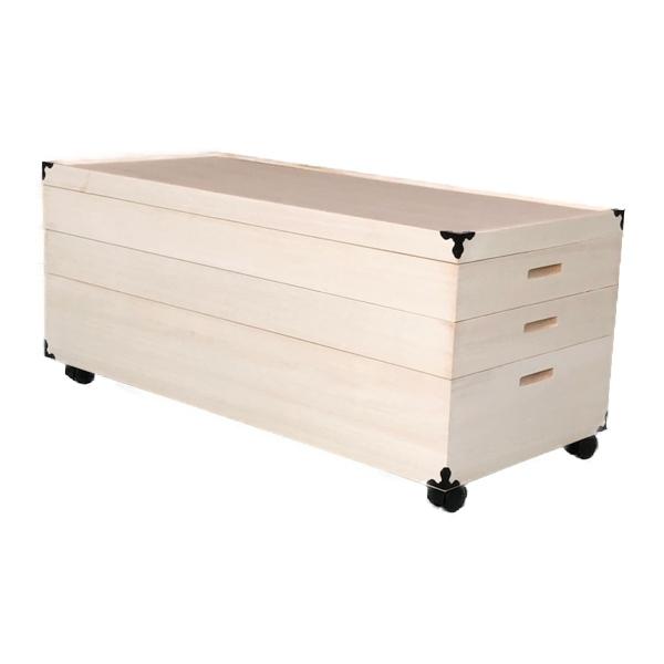 衣装ケース 総桐 衣裳箱 キャスター付 3段 日本製 幅91cm -1