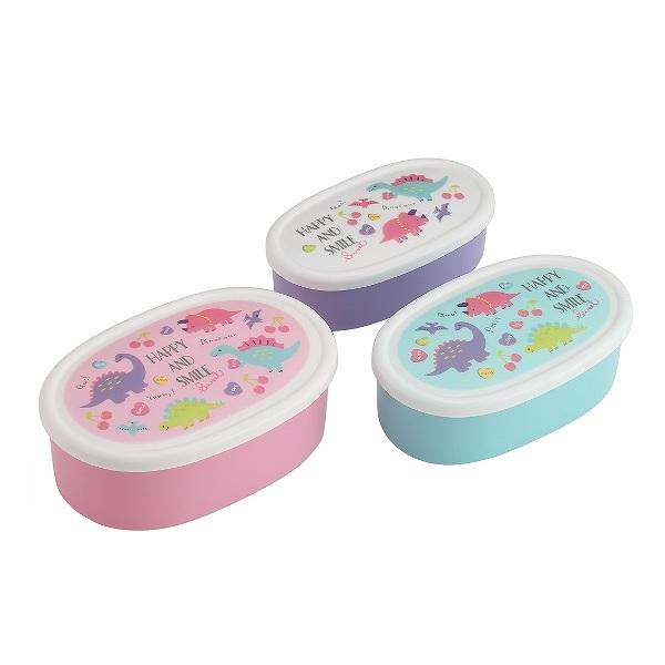 お弁当箱 シール容器 抗菌 3個入 ハッピー＆スマイル 恐竜