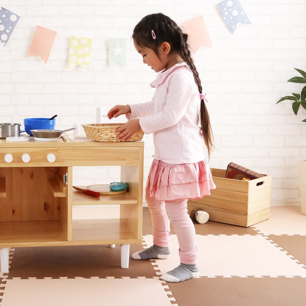 ままごとキッチン 木製 天然木 子供用 キッチン 知育玩具 ミニキッチン テーブル おままごと 収納 ラック