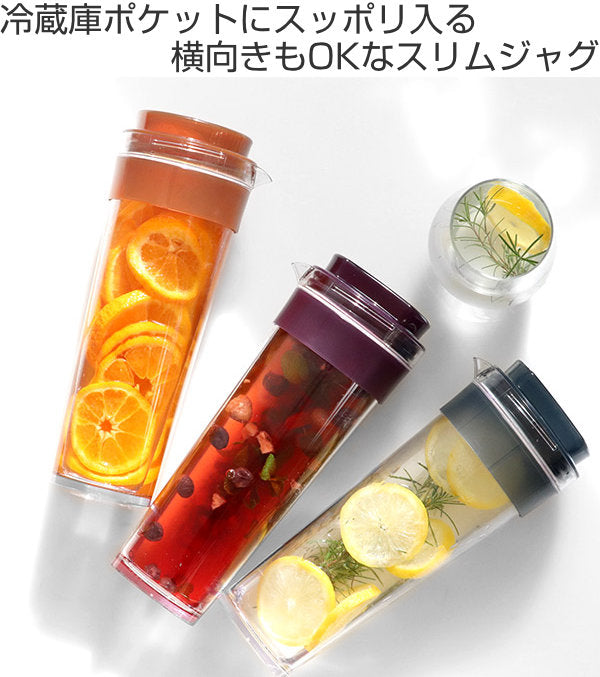 冷水筒ピッチャースリムジャグ1.1L麦茶ポット耐熱横置き縦置き洗いやすい日本製