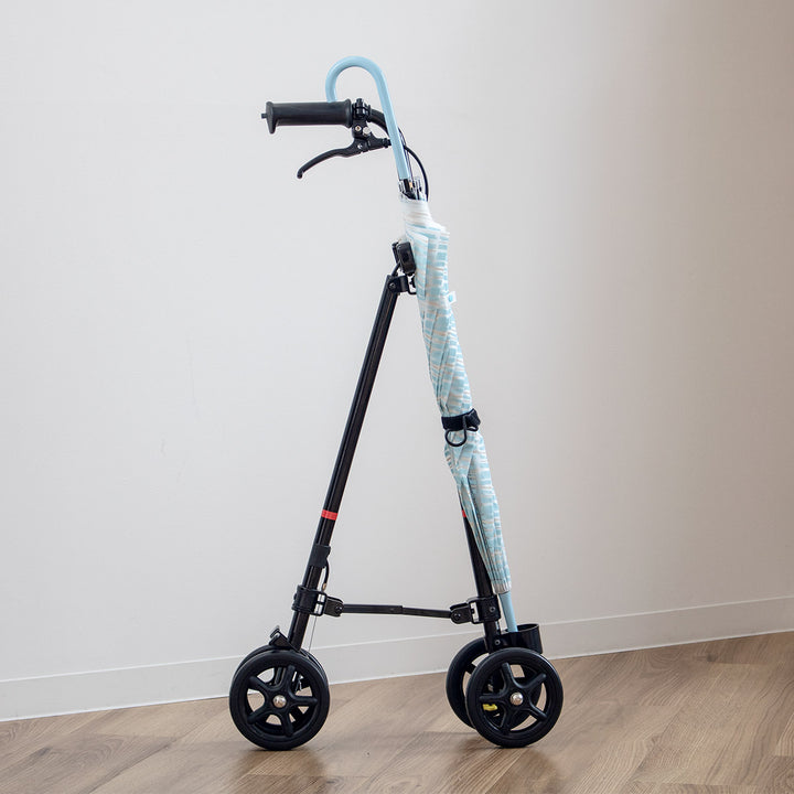 杖 ブラック 車輪付き 高さ調節 ハンドレールステッキ 介護 歩行補助 自立式 -12