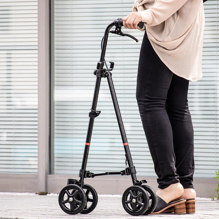 杖 ブラック 車輪付き 高さ調節 ハンドレールステッキ 介護 歩行補助 自立式 -5