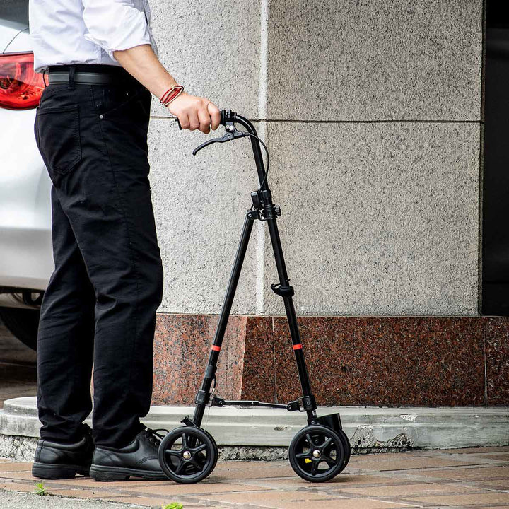 杖 ブラック 車輪付き 高さ調節 ハンドレールステッキ 介護 歩行補助 自立式 -6