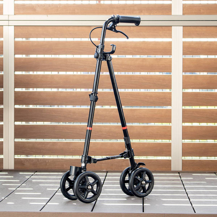 杖 ブラック 車輪付き 高さ調節 ハンドレールステッキ 介護 歩行補助 自立式 -7