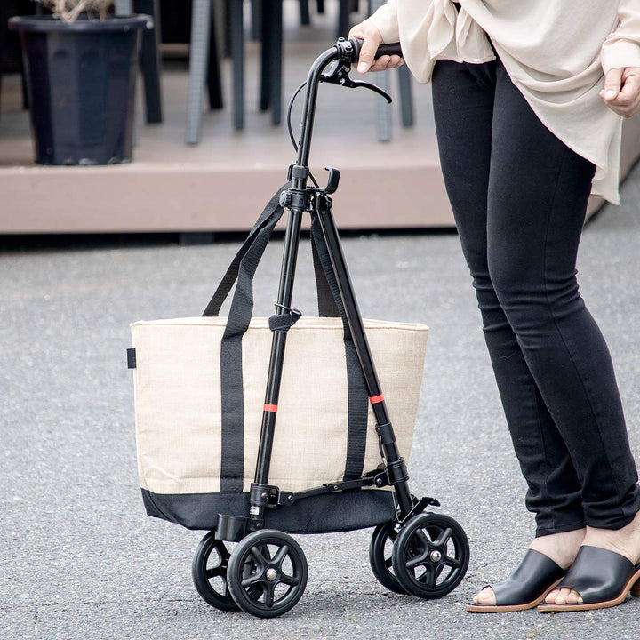 杖 ブラック 車輪付き 高さ調節 ハンドレールステッキ 介護 歩行補助 自立式 -9