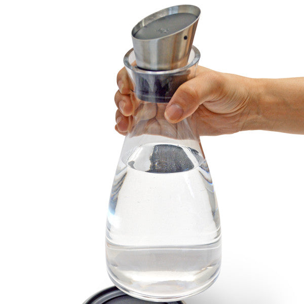 冷水筒 麦茶ポット 1L カラフェ フローカラフェ ガラス製 保冷剤付き