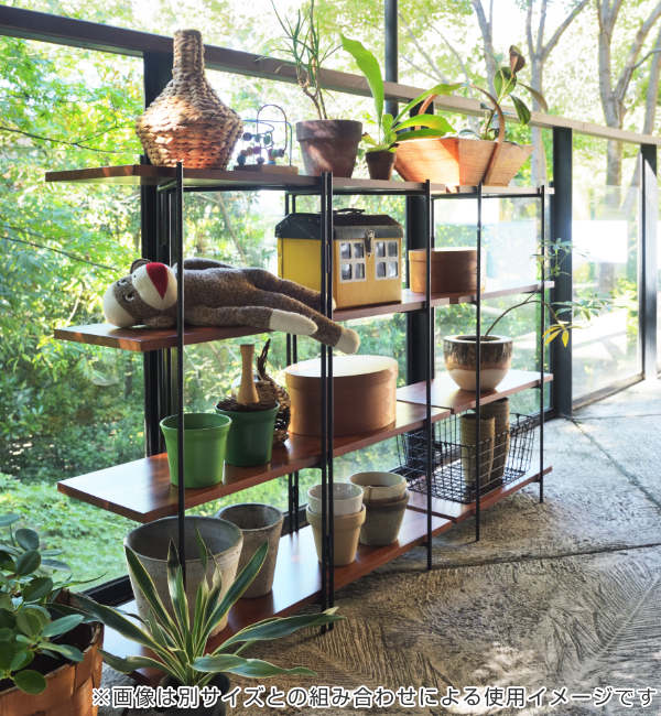 シンプルなオープンラック 4段 シェルフ 木目天板 幅56cm スチール脚