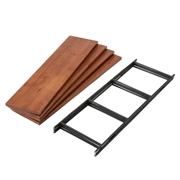オープンシェルフ 4段ワイド 天然木棚板 エスニック調 ディスプレイラック 幅85cm