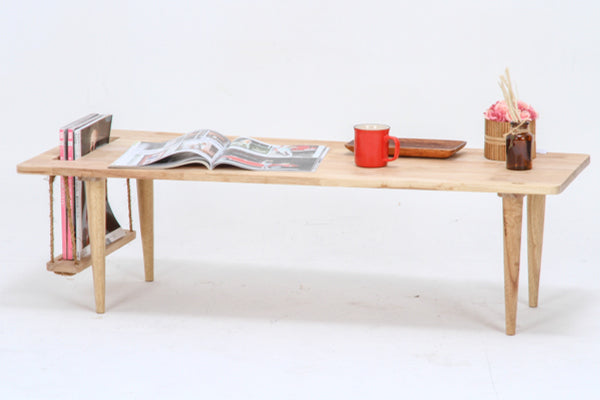 センターテーブル 幅120cm 木製 天然木 ブランコ 収納 マガジンラック ローテーブル テーブル 机 リビング