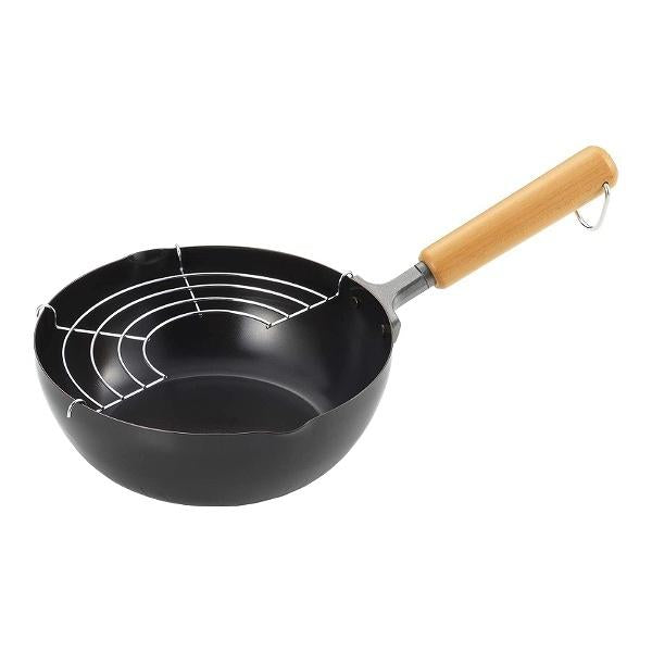 天ぷら鍋 20cm IH対応 鉄製 日本製 網付き NEWグルメパワー 木柄いため兼用天ぷら鍋20cm