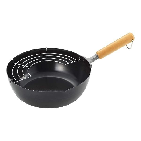 天ぷら鍋 24cm IH対応 鉄製 日本製 網付き NEWグルメパワー 木柄いため兼用天ぷら鍋24cm