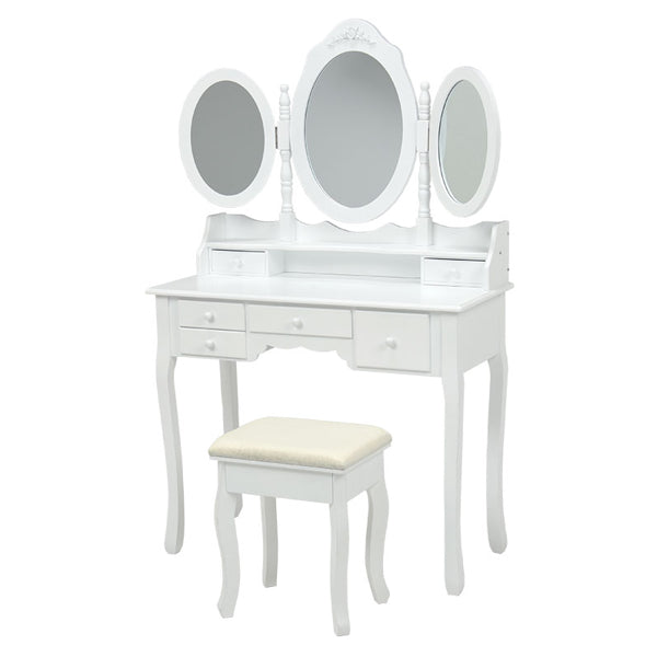 602ドレッサー一面鏡 化粧台 鏡台 コンパクト 姫系 スツール付き
