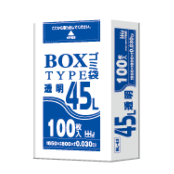 ゴミ袋 45L 80x65cm 厚さ0.03mm 100枚入り 透明 ボックスタイプ