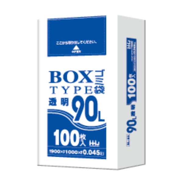 ゴミ袋 90L 100x90cm 厚さ0.045mm 100枚入り 透明