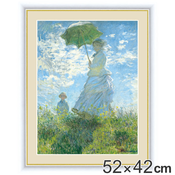 絵画 『散歩、日傘をさす女性』 52×42cm モネ 1875年 額入り 巧芸画
