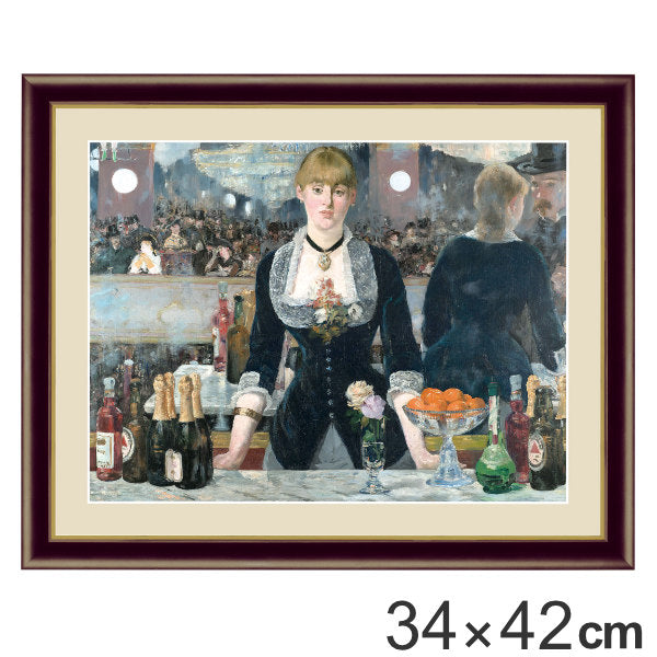 絵画 『フォリー・ベルジェールのバー』 34×42cm エドゥアール・マネ 1881年 額入り 巧芸画 インテリア