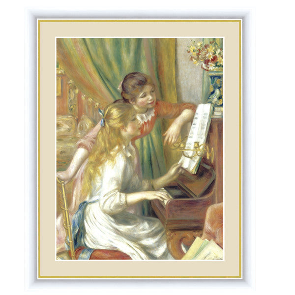 絵画 『ピアノに寄る少女たち』 42×34cm ピエール・オーギュスト・ルノワール 1892年 額入り 巧芸画 インテリア