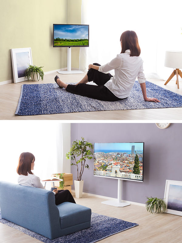 壁寄せ テレビ台 TVスタンド 八角支柱 65V型対応 約幅50cm -12