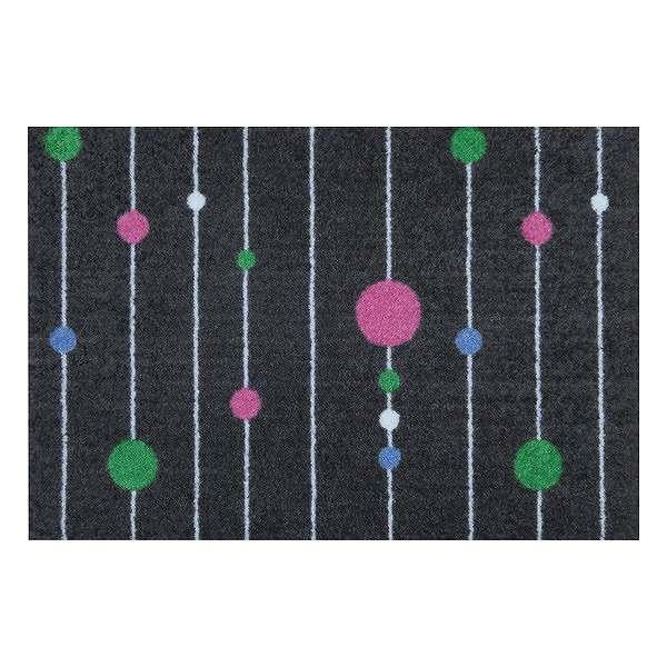 玄関マット 50×75cm 厚さ 6mm 屋内兼用 wash＋dry Circles on Lines Grey