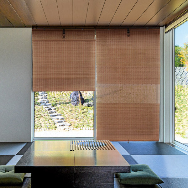 ロールスクリーン 88×180cm 桜材の景色を楽しむスクリーン 和風 スクリーン