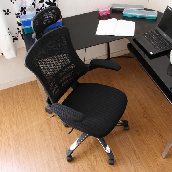 オフィスチェア 座面高45～55cm メッシュ ヘッドレスト アームレスト ロッキング 高さ調整 デスクチェア 椅子