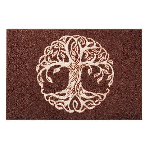 玄関マット 50×75cm 厚さ 6mm 屋内兼用 wash＋dry Tree of Life Reddish Brown