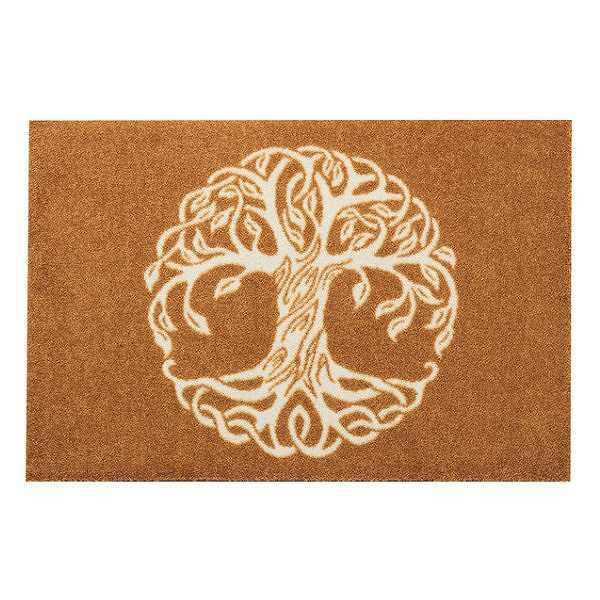 玄関マット 50×75cm 厚さ 6mm 屋内兼用 wash＋dry Tree of Life Brown