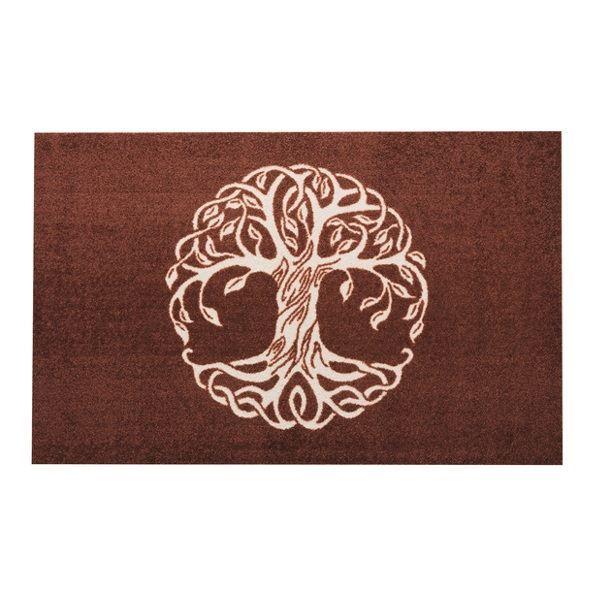 玄関マット 75×120cm 厚さ 6mm 屋内兼用 wash＋dry Tree of Life Reddish Brown
