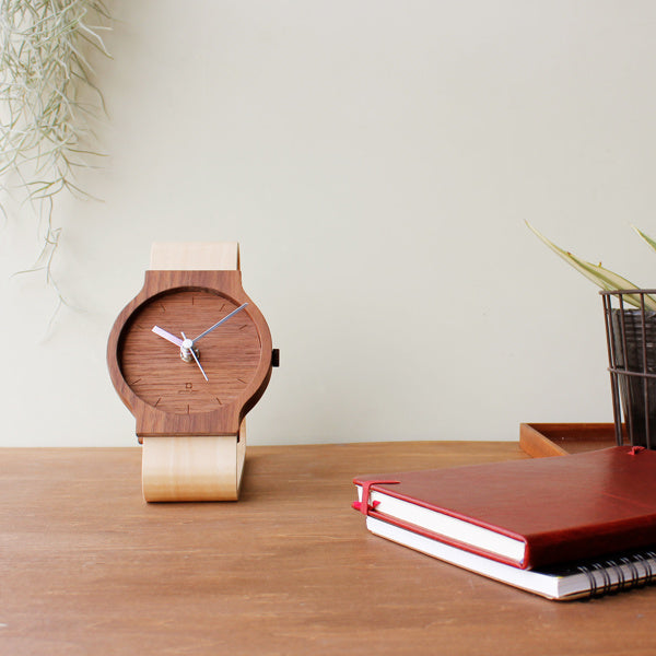 置き時計 腕時計風 木製 天然木 ヤマト工芸 北欧 北欧風 時計