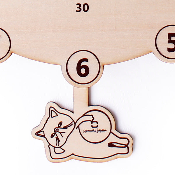 振り子時計 CATS 掛け時計 ヤマト工芸 時計 アナログ 木製 天然木 ネコ