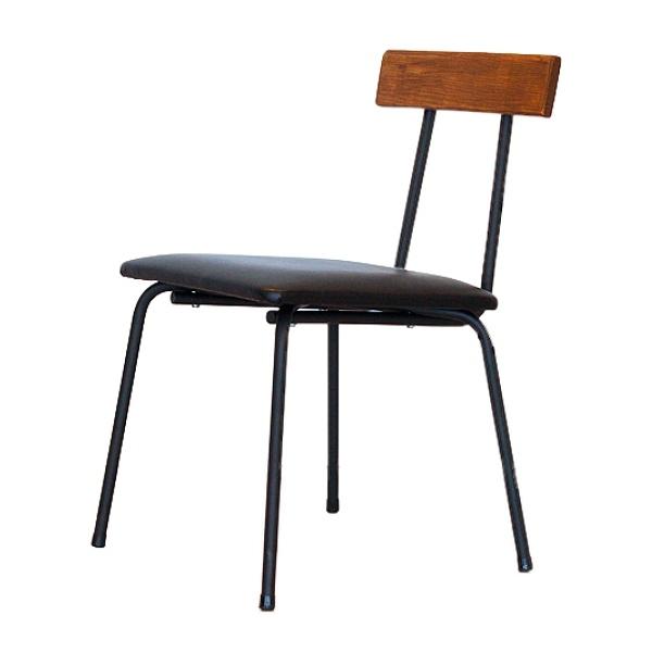 ダイニングチェア 座面高43cm ダイニング 椅子 木製 天然木 スチール脚 レザー調 チェア ヴィンテージ調