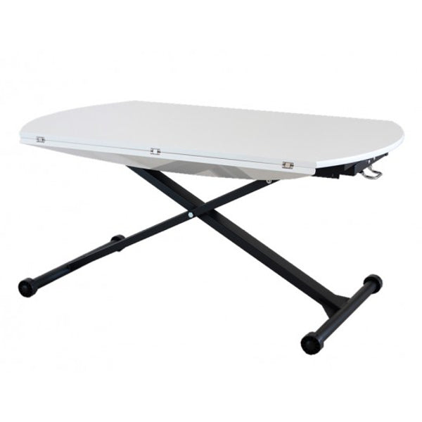 テーブル 高さ調整 幅120cm センターテーブル 昇降式 デスク 天板 伸長 拡張 円型 長方形