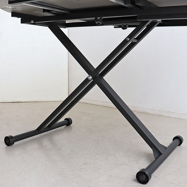 テーブル 高さ調整 幅120cm コンクリート調 センターテーブル 昇降式 デスク 天板 伸長 拡張 円型 長方形