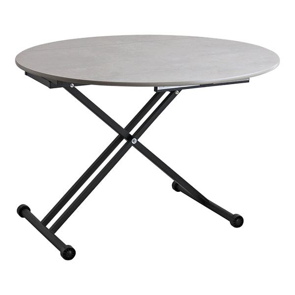 テーブル 高さ調整 幅120cm コンクリート調 センターテーブル 昇降式 デスク 天板 伸長 拡張 円型 長方形