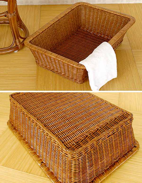 ラタン 脱衣カゴ ZC20 未使用品 色まだら有り あさく