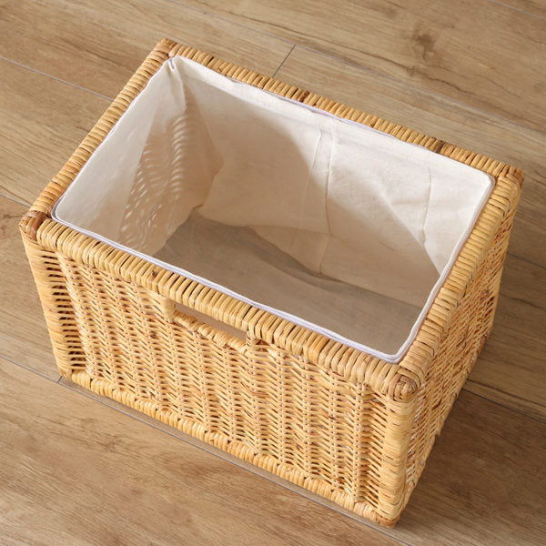 籐製円形バスケット 約38cm ブラウン