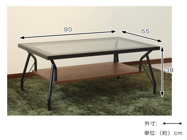 ガラステーブル 幅90cm センターテーブル 木製 天然木 突板 ローテーブル テーブル つくえ