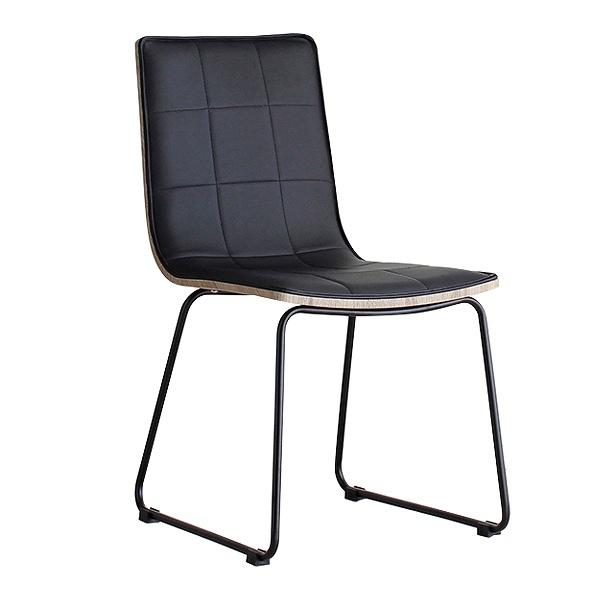 ダイニングチェア 座面高44cm レザー調 チェア 木目調 スチール脚 ワッフル調 椅子