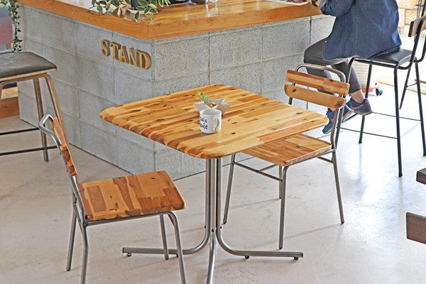 カフェテーブル 幅76cm 木製 天然木 無垢 ダイニング テーブル カフェスタイル