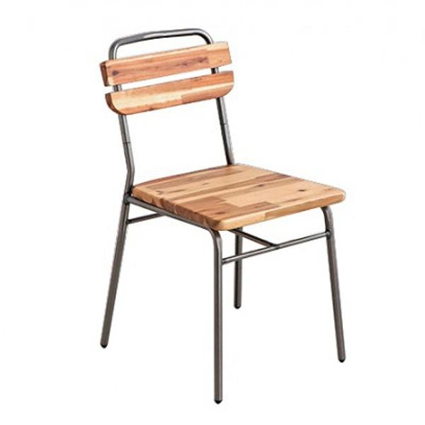 ダイニングチェア 座面高43.5cm チェア スチール脚 木製 天然木 無垢 椅子 カフェスタイル