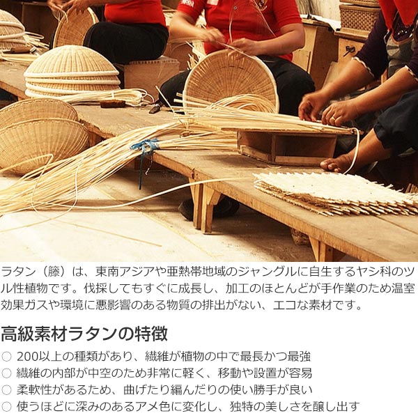 籐 スツール バナナリーフ材 クッション座面 アジアン家具 高さ40cm