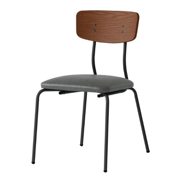 チェア 座面高44cm ドリップカフェ ダイニングチェア 木製 天然木 レザー調 スチール カフェチェア