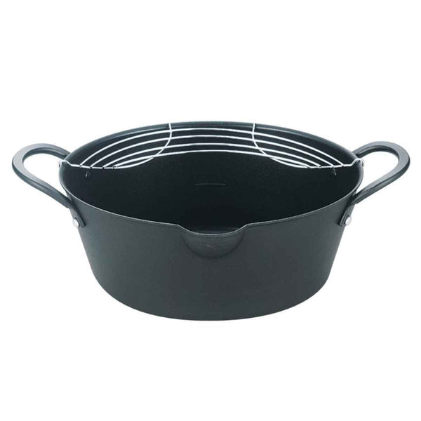 天ぷら鍋 24cm IH対応 網付き 彩芭 楕円型天ぷら鍋